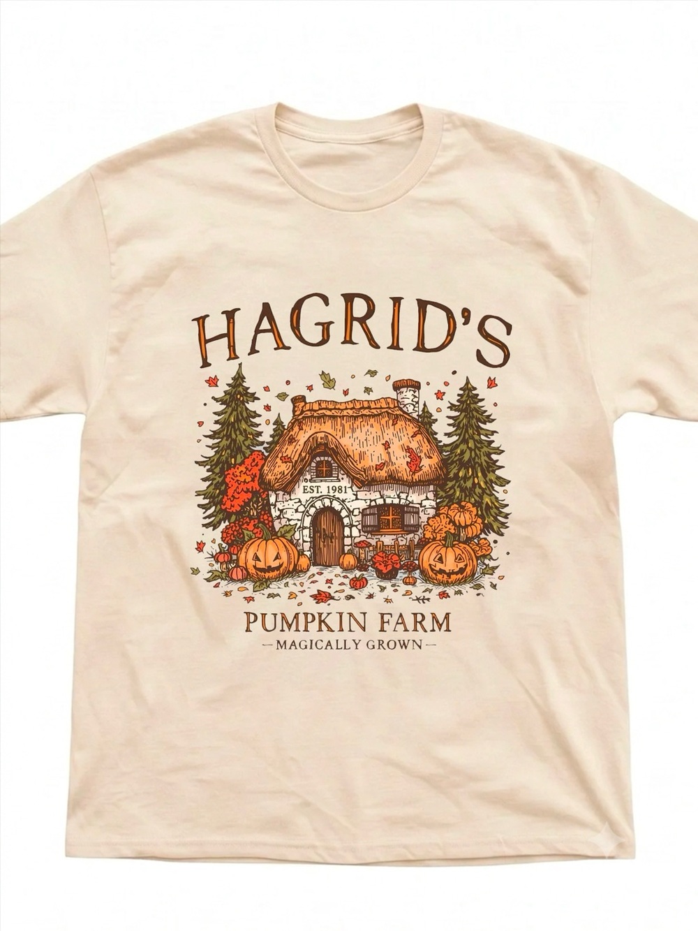 Hagrids Pumpkin Farm Magic Cozy Fall Cream Graphic Tee